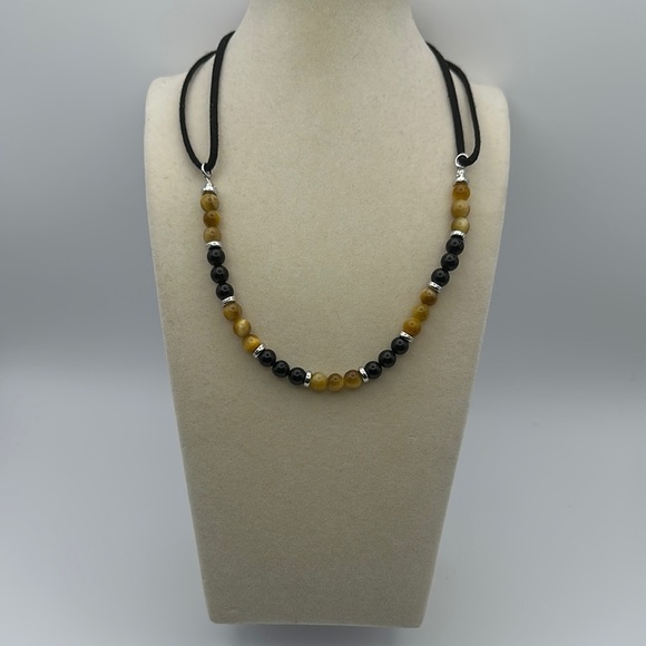 Handcrafted Bohemian Tiger Eye and Tourmaline Choker Necklace - Picture 2 of 6